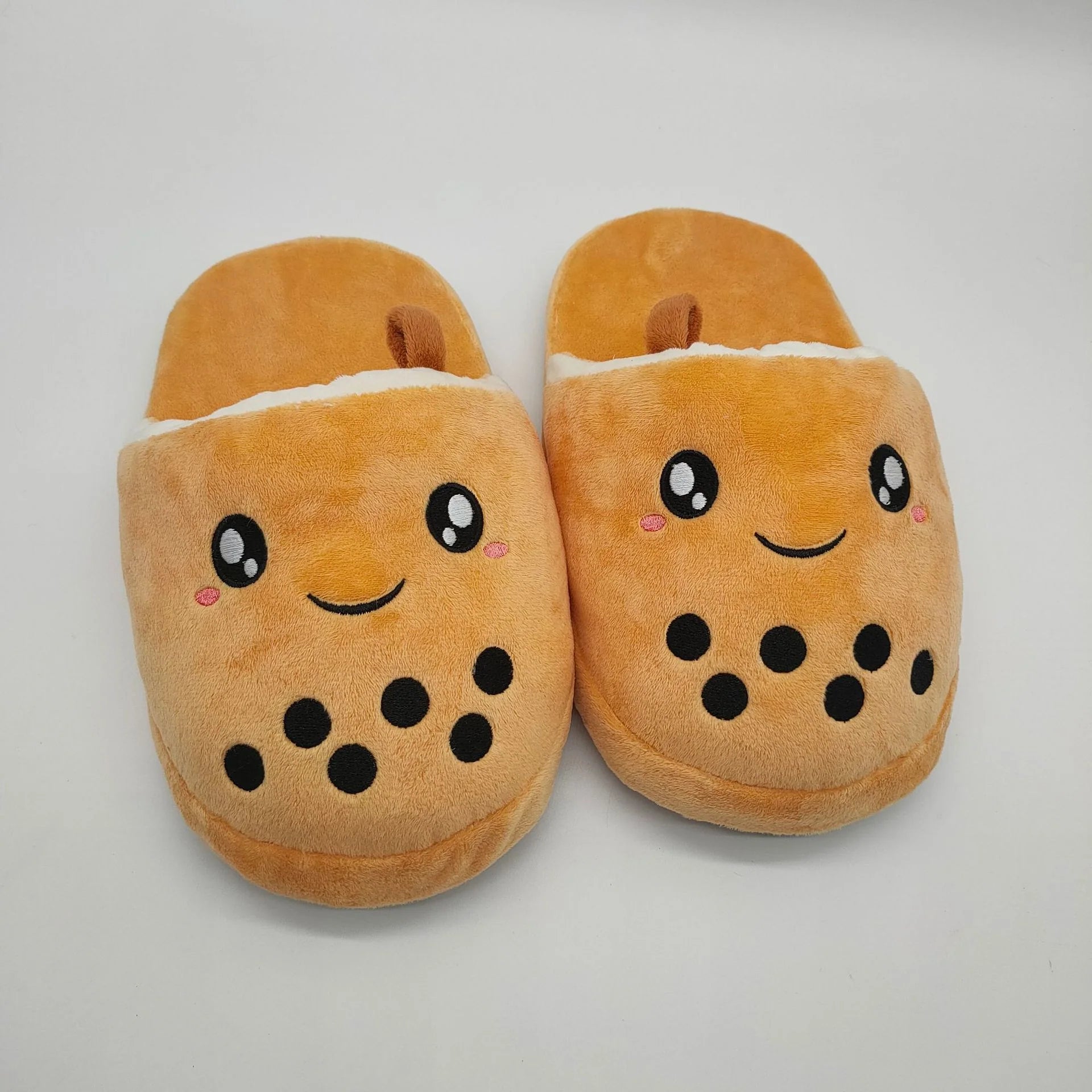 Mint In Box Toys Plush Bubble Tea Slippers – pink and white front view
