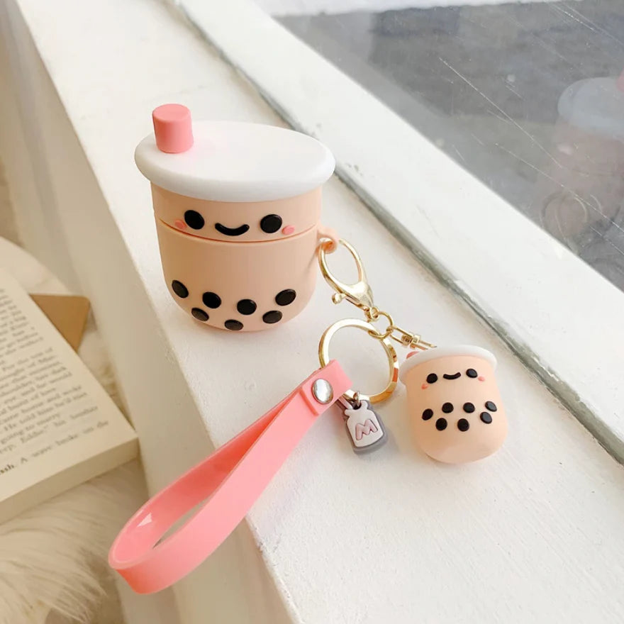 3D Bubble Tea Wireless Earphone Case – Cute Boba Silicone Protector