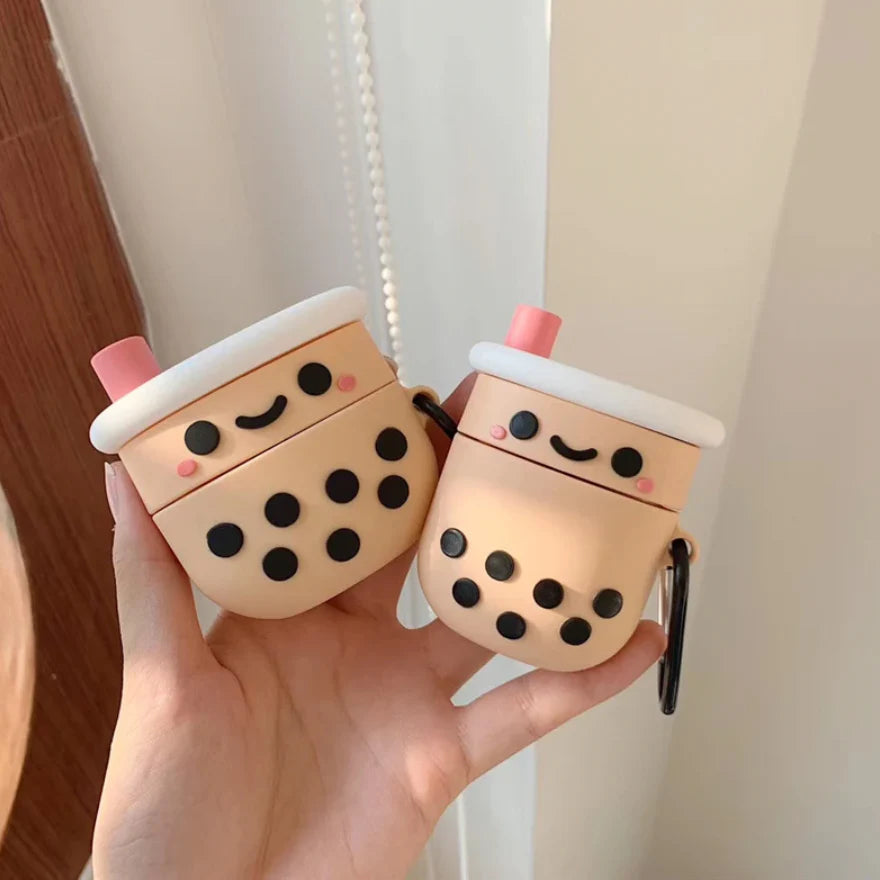 3D Bubble Tea Wireless Earphone Case – Cute Boba Silicone Protector