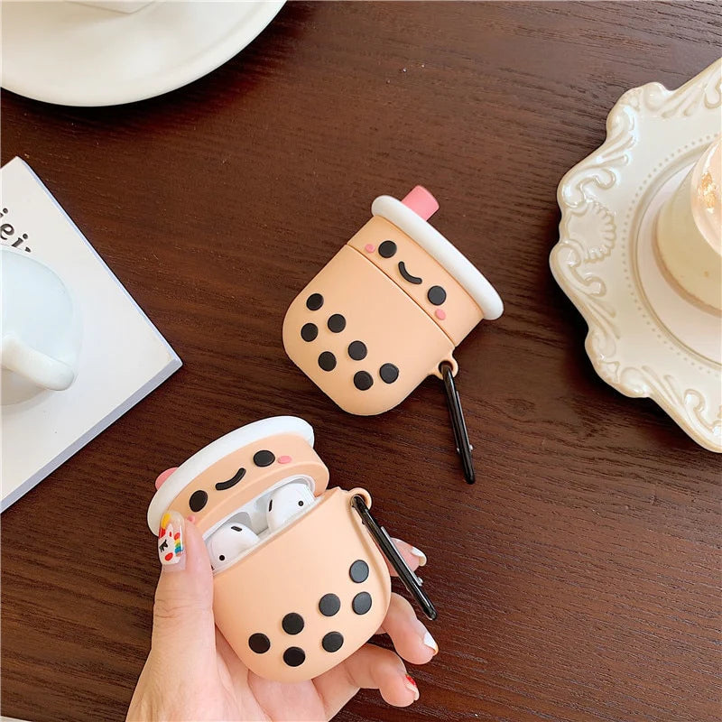 3D Bubble Tea Wireless Earphone Case – Cute Boba Silicone Protector