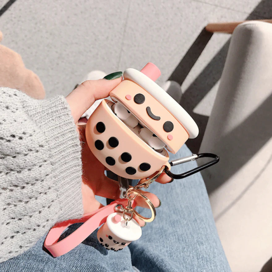 3D Bubble Tea Wireless Earphone Case – Cute Boba Silicone Protector