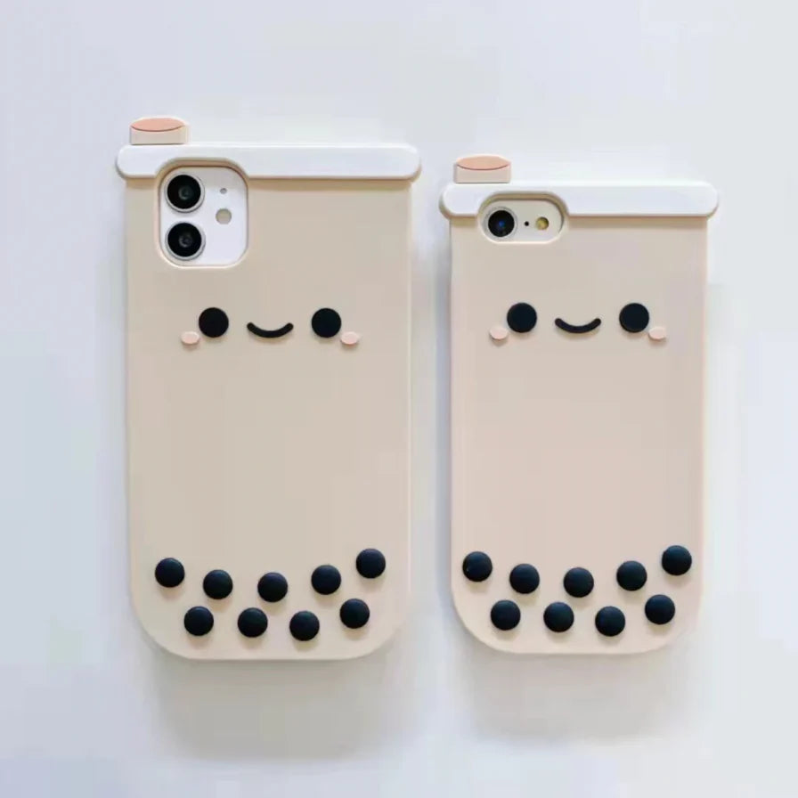 3D Bubble Tea Phone Case – Cute Soft Back Cover