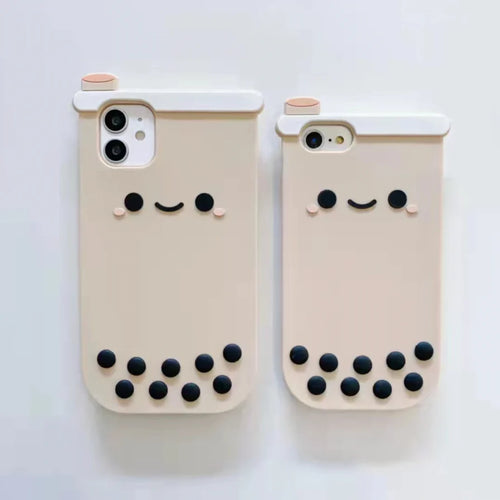 3D Bubble Tea Phone Case – Cute Soft Back Cover