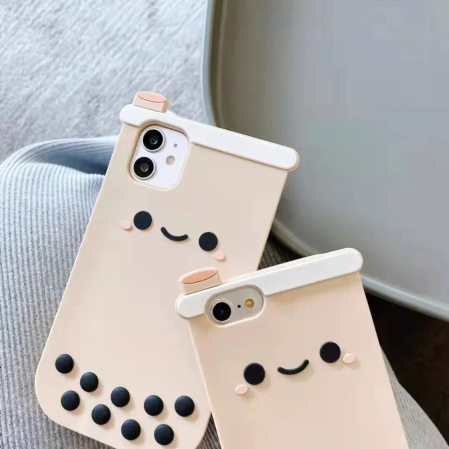 3D Bubble Tea Phone Case – Cute Soft Back Cover