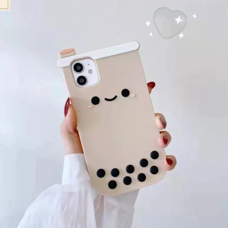 3D Bubble Tea Phone Case – Cute Soft Back Cover