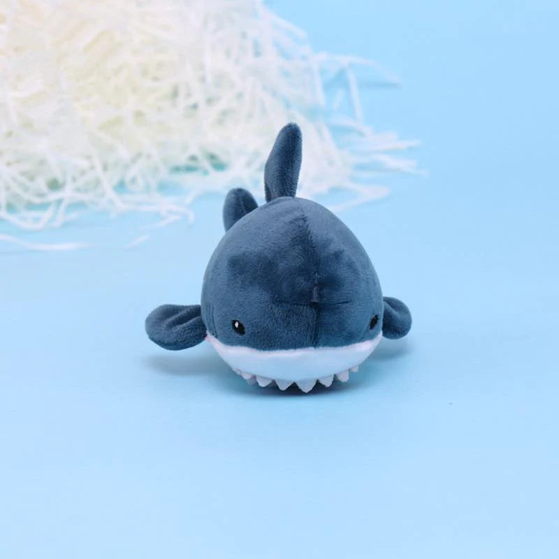 Cute Shark Plush Keychain – Soft Blue Furry Key Ring