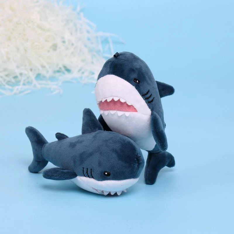 Cute Shark Plush Keychain – Soft Blue Furry Key Ring