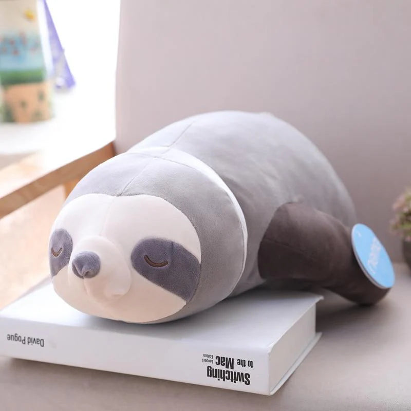 Mint In Box Toys Cute Sloth Plush Pillow – soft grey front view