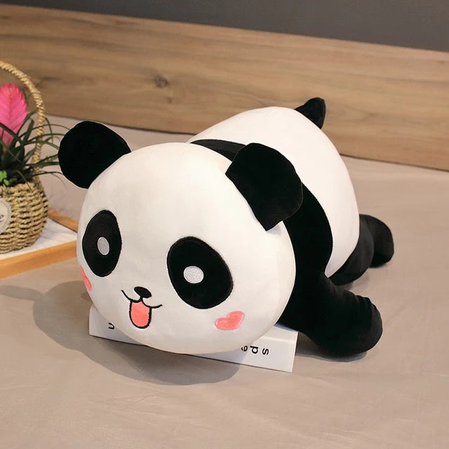 Mint In Box Toys Lying Panda Plush Pillow – side profile view