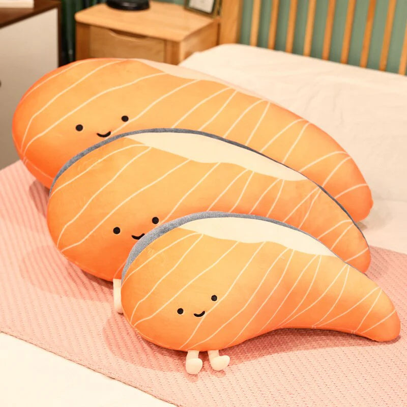 Salmon Sashimi Body Plush – Realistic & Soft Kawaii Pillow